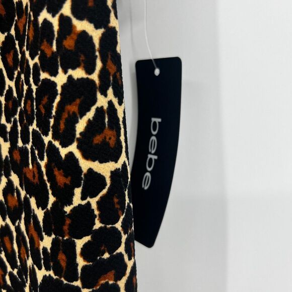 BEBE Maxi Dress Womens Size M Cowl Neck Spaghetti Strap Slit Cheetah NWT Leopard - Picture 12 of 16
